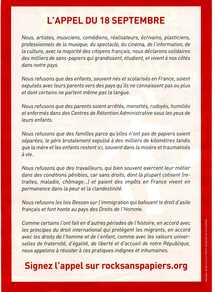 Concert "Rock sans papiers" le 18 septembre Concert "Rock sans papiers" le 18 septembre